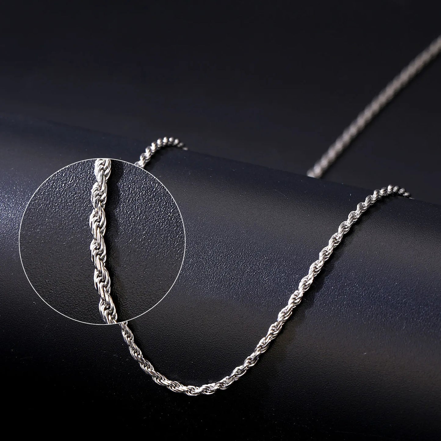 U7 Solid 925 Sterling Silver Chain Necklace for Men Women Twised Rope Italian Figaro Cuban Curb Chains Stackable Unisex Jewelry