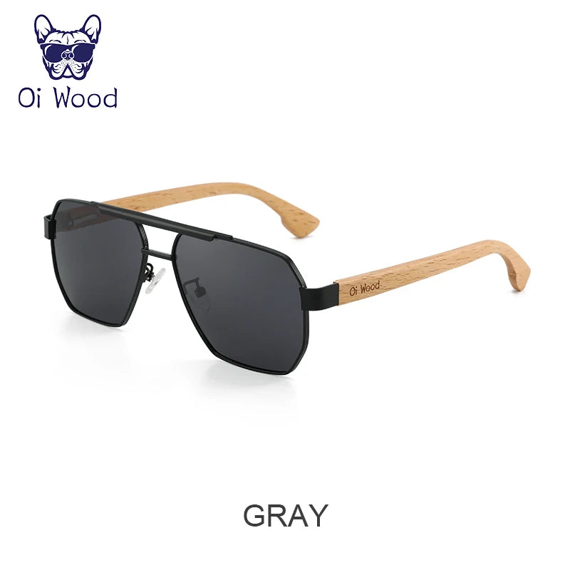 Wood Sunglasses For Men Women Square Metal Sun Glasses Blue Lens UV Protection New Eyewear Night Driving Glasses 9006 - Uknowucme