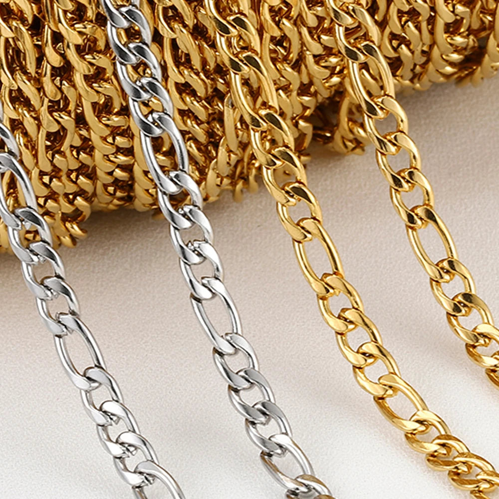 No Fade 2Meters Stainless Steel Chains for Jewelry Making DIY Necklace Bracelet Accessories Gold Chain Lips Beads Beaded Chain - Uknowucme