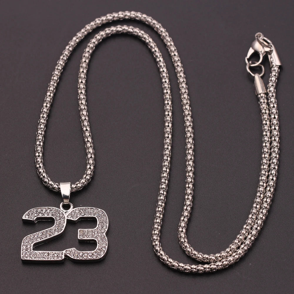 Basketball Hoop Pendant Necklace Basketball Legend Number 23 Drop Necklace Men Hip Hop Rock Neck Chain Jewelry Accessories