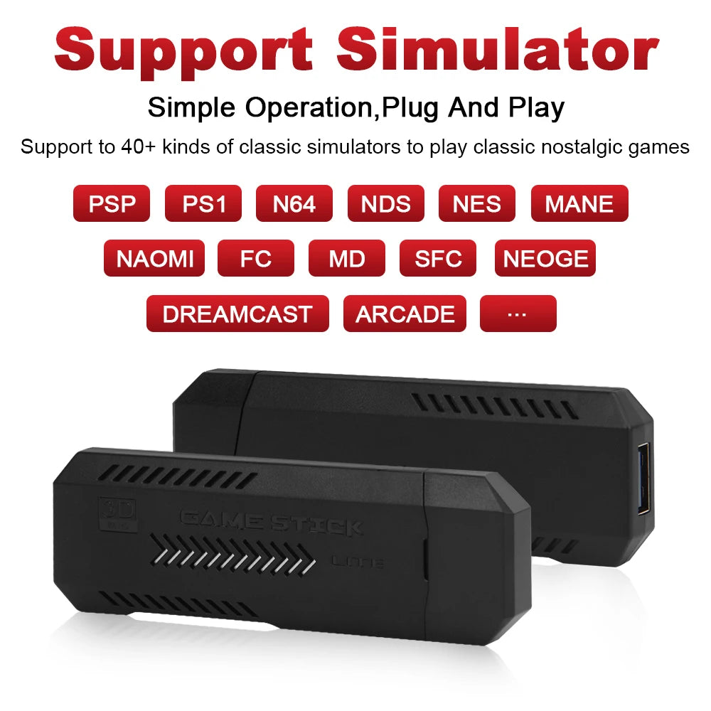 X2 Plus 128G 40000 Game GD10 Pro 4K Game Stick 3D HD Retro Video Game Console Wireless Controller TV 50 Emulator For PS1/N64/DC