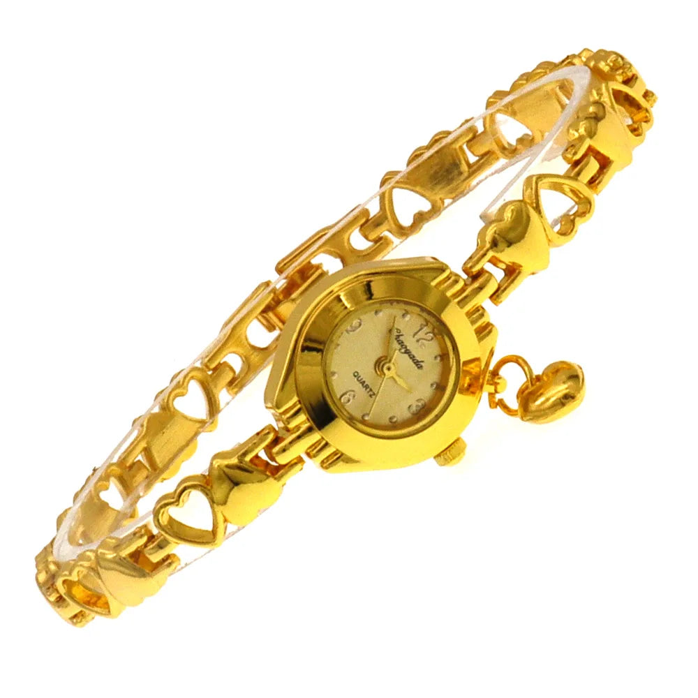 Cute Women's Fashion Small Dial Quartz Bracelet Wrist Watch Wholesale New Arrival with heart pendant Ladies Watch - Uknowucme
