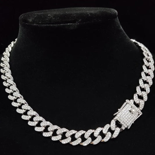 Men Women Hip hop Iced Out Bling Chain Necklace High quality 13mm width Miami Cuban Chain HipHop Necklaces Fashion Jewelry - Uknowucme
