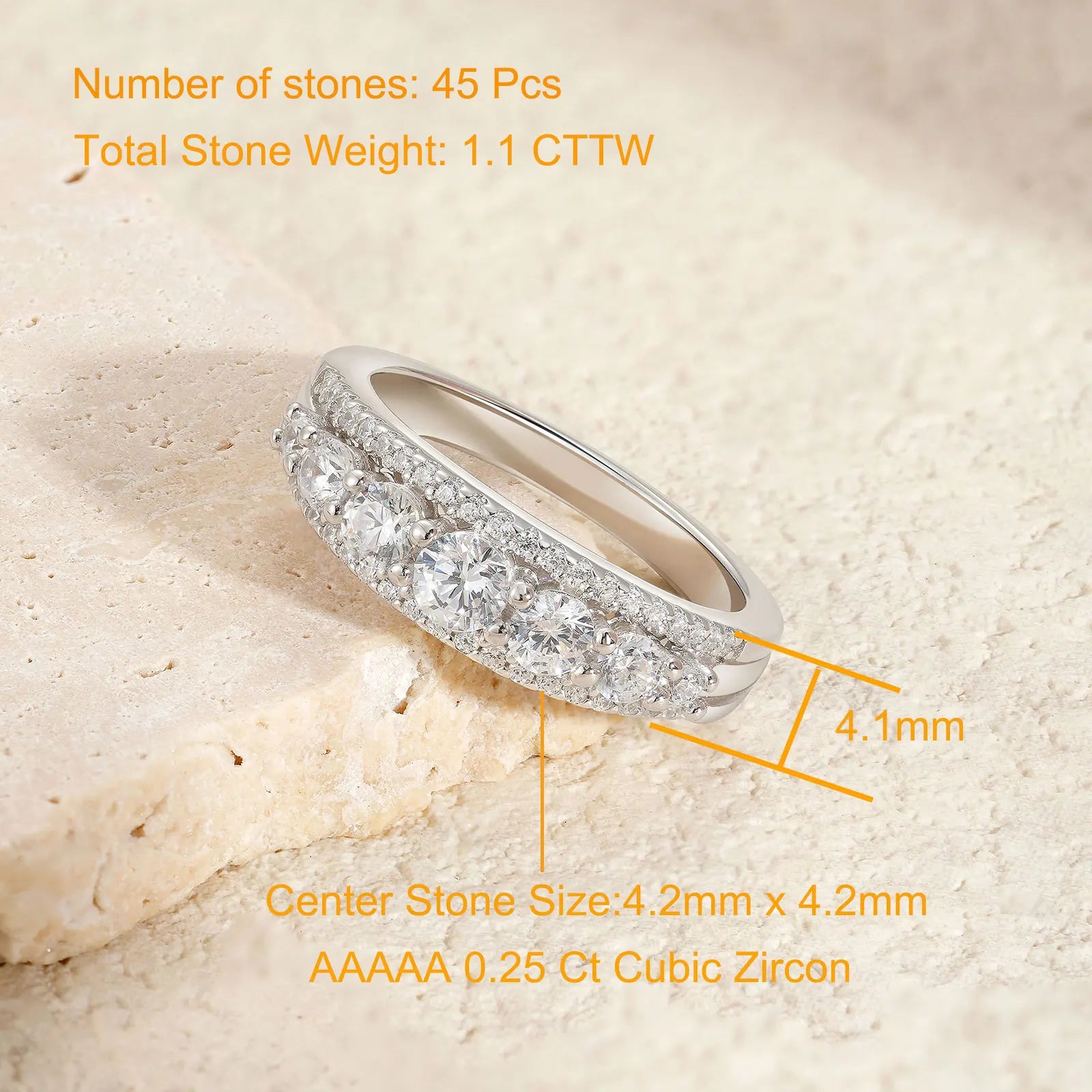 Newshe 925 Sterling Silver Eternity Ring Wedding Band for Women 1.1ct Round White AAAAA Cz Size 4-13 - Uknowucme