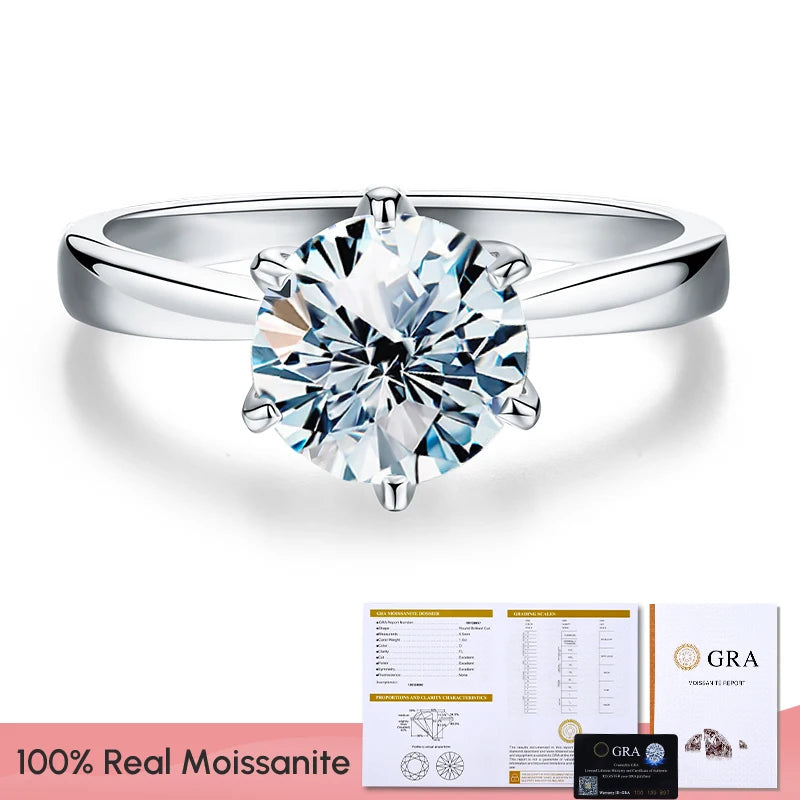 GRA 0.5ct 1ct Real Moissanite Ring Engagement Wedding Diamond Rings for Women 925 Sterling Silver Luxury Quality Fine  Jewelry - Uknowucme