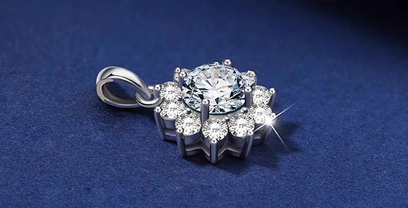 925 Sterling Silver Necklace Pendant 100% Real Moissanite For Women Fashion Clavicle Chain Necklaces Wedding Party Jewelry Gift - Uknowucme