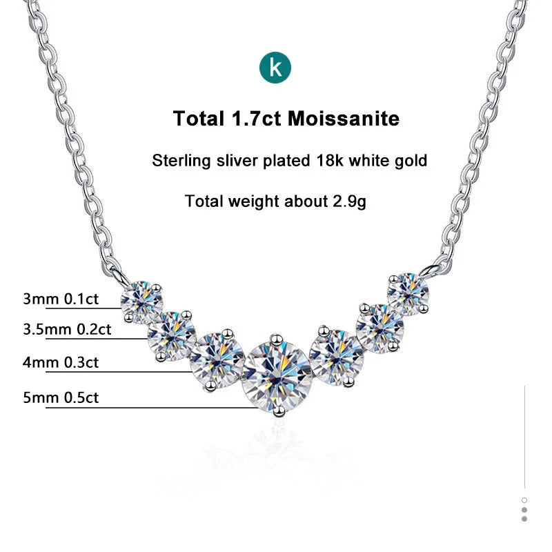 Moissanite Necklace For Woman Wedding Fine Jewely With Certificates 925 Sterling Sliver Plated 18k White Gold Necklace - Uknowucme
