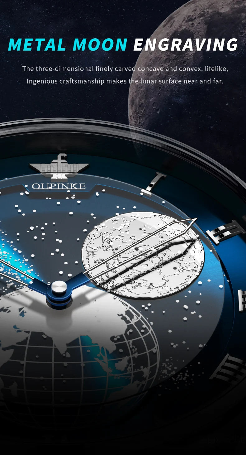 OUPINKE 3230 Men's Watches Flywheel Automatic Mechanical Original Wristwatch for Man Waterproof Luminous Perpetual Moon Phase - Uknowucme