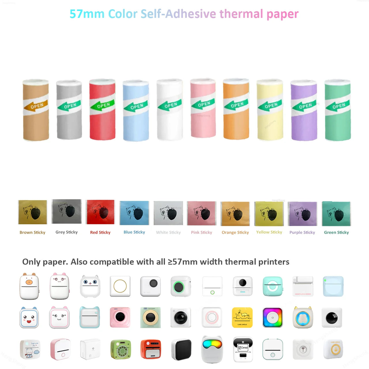 57*25mm Thermal Paper 30 Rolls White Children Camera Instant Print Kids Camera Printing Paper Replacement Accessories Parts - Uknowucme
