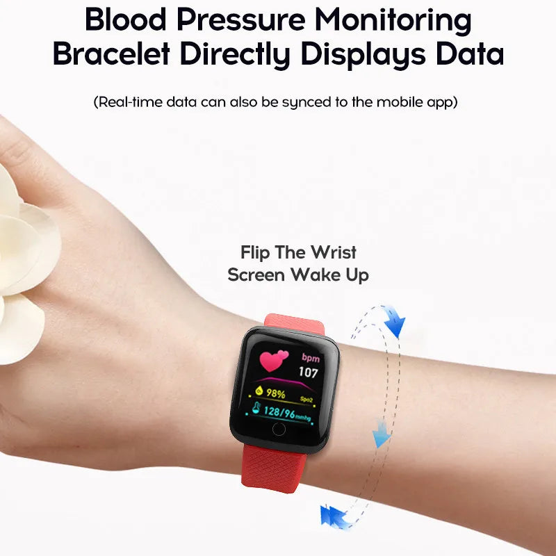 Smart Watch Men Women Message Reminder Blood Pressure Connected Bluetooth Mobile Phone Sports Kids Smartwatch 116Plus relojs