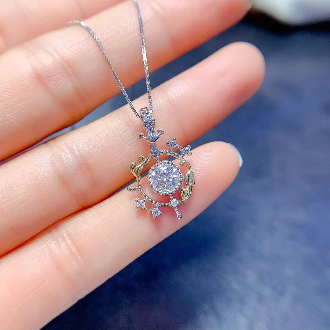 Multi-color Moissanite 925 Silver Pendant 5mm VVS Grade Moissanite Necklace Pendant 18K Gold Plated Gemstone Jewelry - Uknowucme