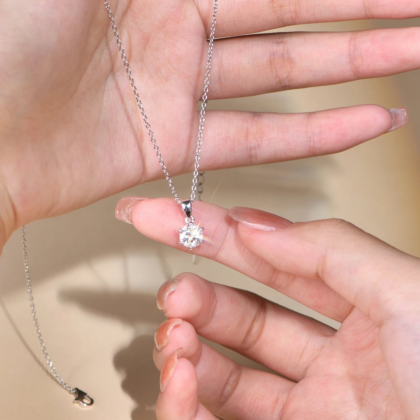 CHARMING 1 Carat Moissanite Necklace Pendant Lab Diamond 925 Silver Rhodium plating for Women Fine Classic Gemstone Necklace - Uknowucme