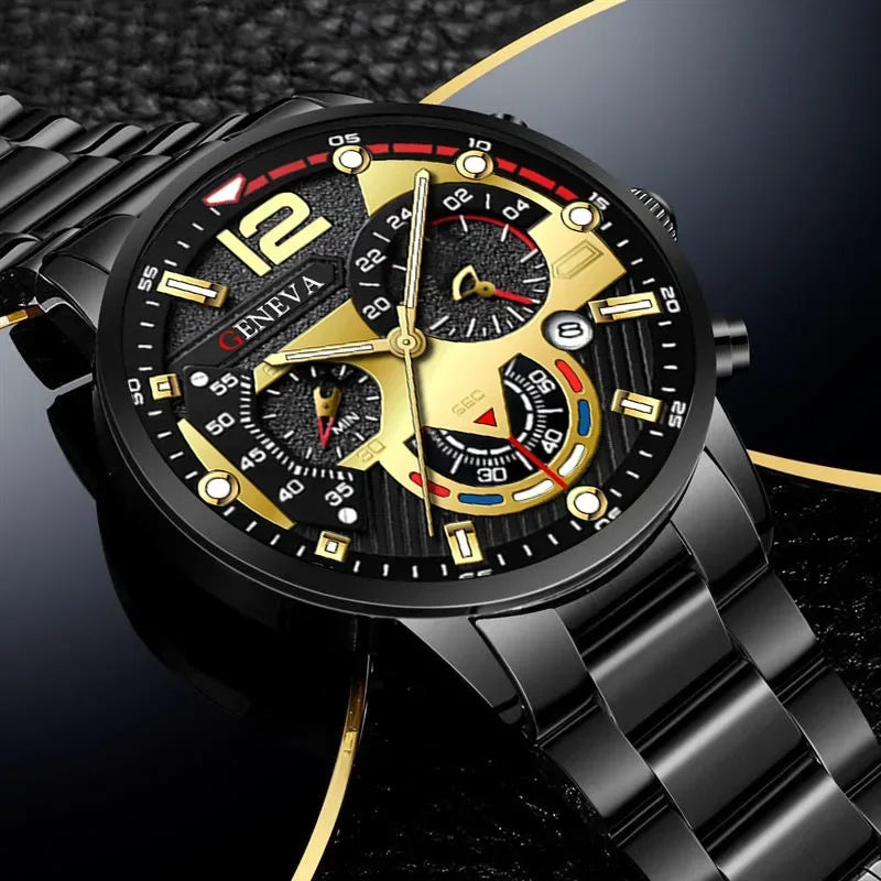 NEWFashion Mens Stainless Steel Watches Luxury Quartz Wristwatch Calendar Luminous Clock Men Business Casual Watch Reloj Hombre - Uknowucme