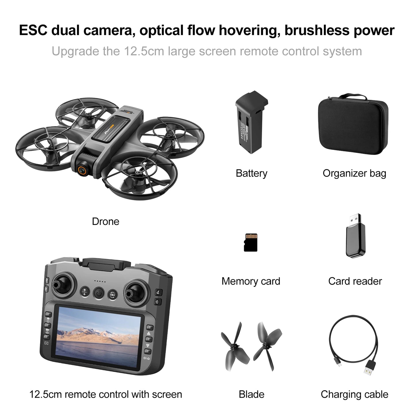 Drone with Camera 4K HD Video Stable Hover 180° Adjustable Lens 3D Flip RC Drones FPV Brushless Optical Flow Quadcopter UAV - Uknowucme