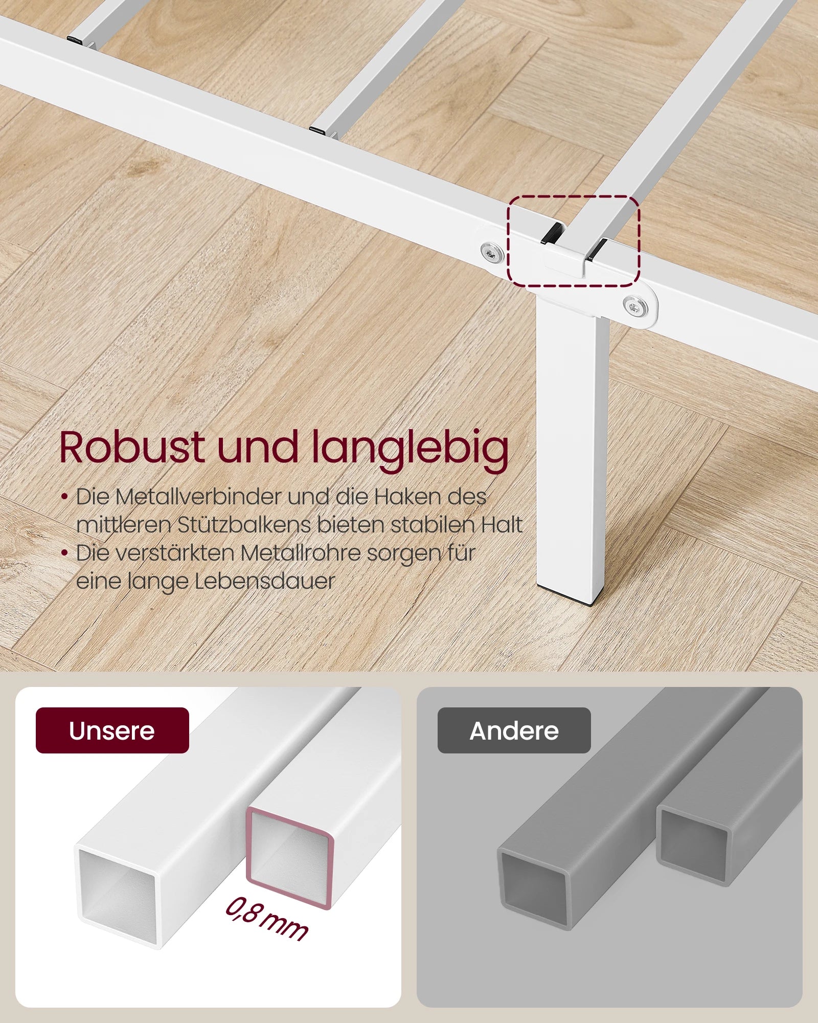 VASAGLE bed 90x200 cm, guest bed, single metal bed, bed rack, bed frame, metal bed, easy assembly - Uknowucme