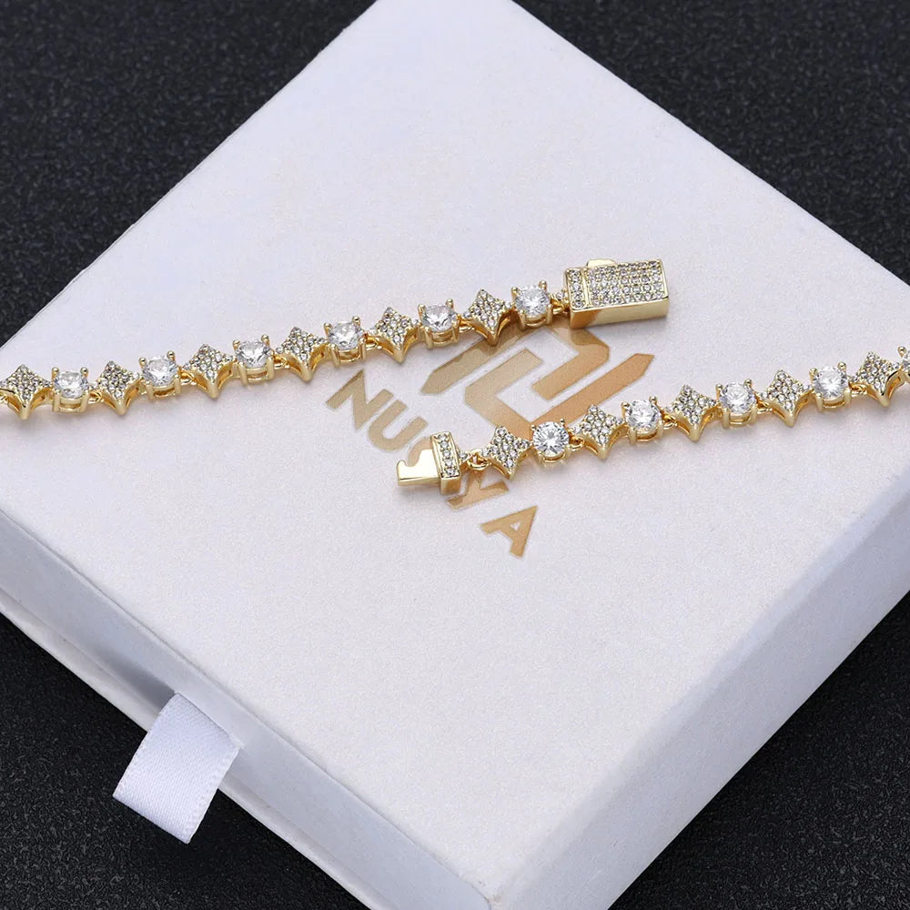 ESKEEM Custom Black White Moissanite Star Tennis Chain Exquisite Party Wedding Gift Bling Iced VVS 925 Silver Tennis Necklace - Uknowucme