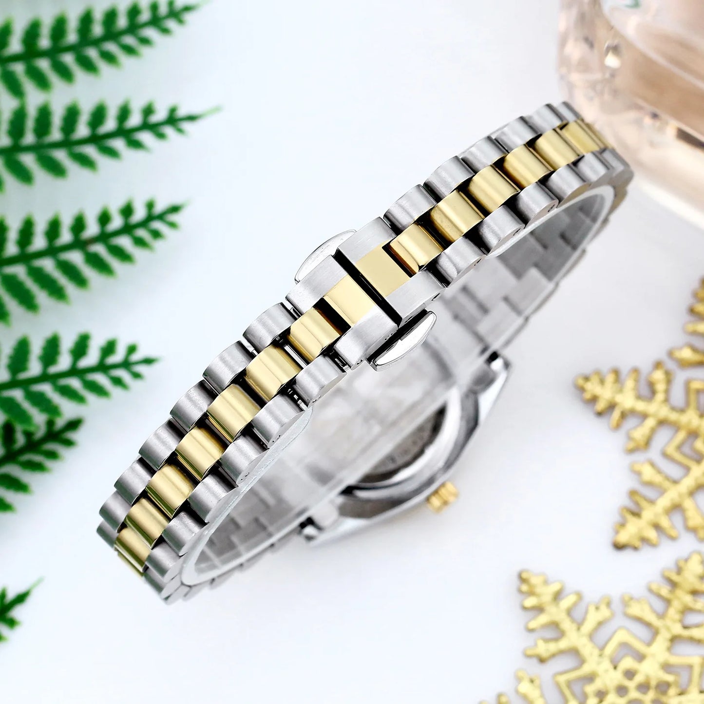 26mm Women Watches Calendar Quartz Wristwatches Iced Out Diamond Fashion Elegant Small Ladies Watch Stainless Gold Reloj Mujer