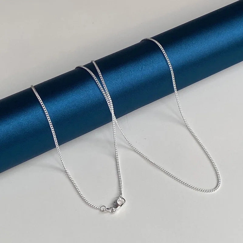 925 Sterling Silver 2MM 40-75cm Side Chain Necklace Men Women Charm Wedding Party Gift Jewelry Christmas Accessories - Uknowucme