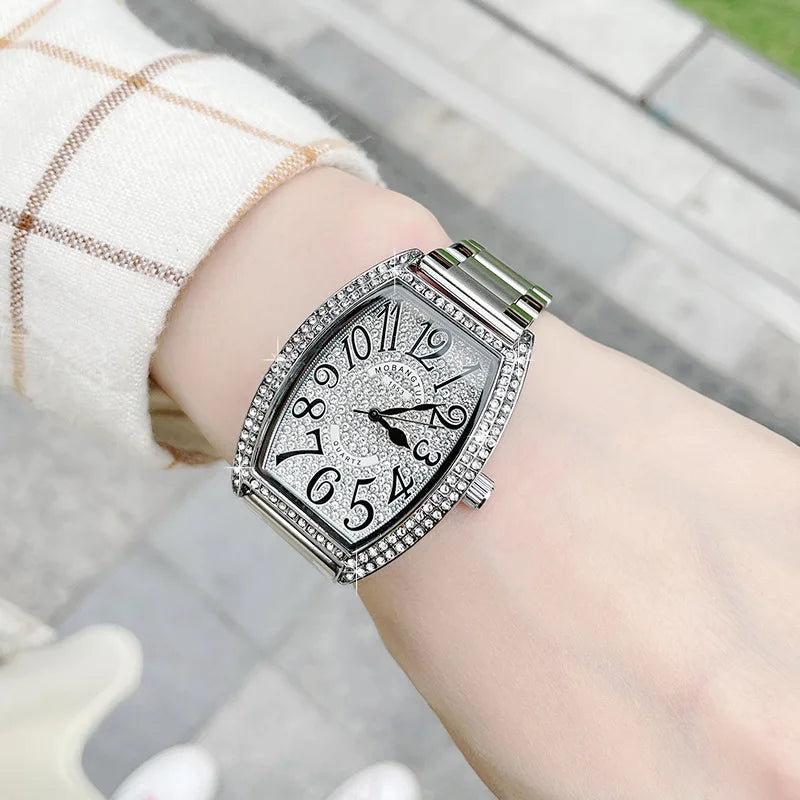 Fashion Luxury Diamond Quartz Watches for Women Ladies Stainless Steel Wristwatch Analog Female Iced Out Watch Reloj Mujer