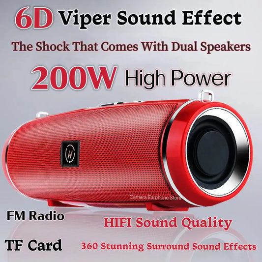 Caixa De Som - Portable Wireless Speaker Bluetooth 200W High Power Outdoor Audio 3D Stereo Surround TWS FM Voice RHDE Promotion - Uknowucme