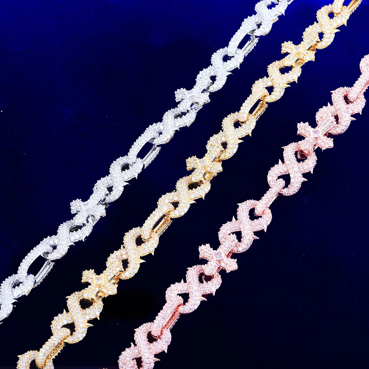 Bubble Letter Prong Necklace Choker for Women Iced Out Cross Infinity Cuban Link Chain Zirconia Real Gold Plated Hip Hop Jewelry - Uknowucme