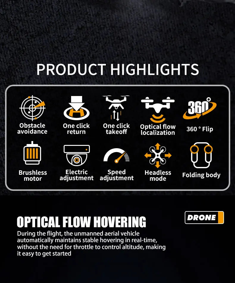 Drone aerial view brushless motor with obstacle avoidance optical flow foldable quadrotor foldable remote control airplane toy - Uknowucme