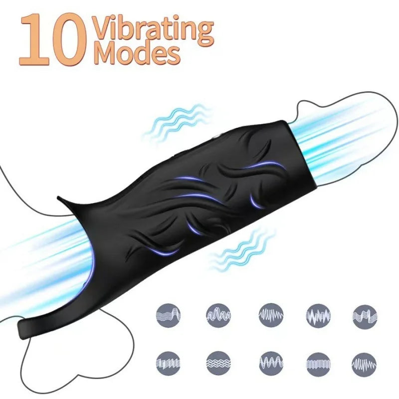 Vibrating men's penis set, fine-locking set vibrator penis erection testicles G-spot irritating toy shared fun for men and women