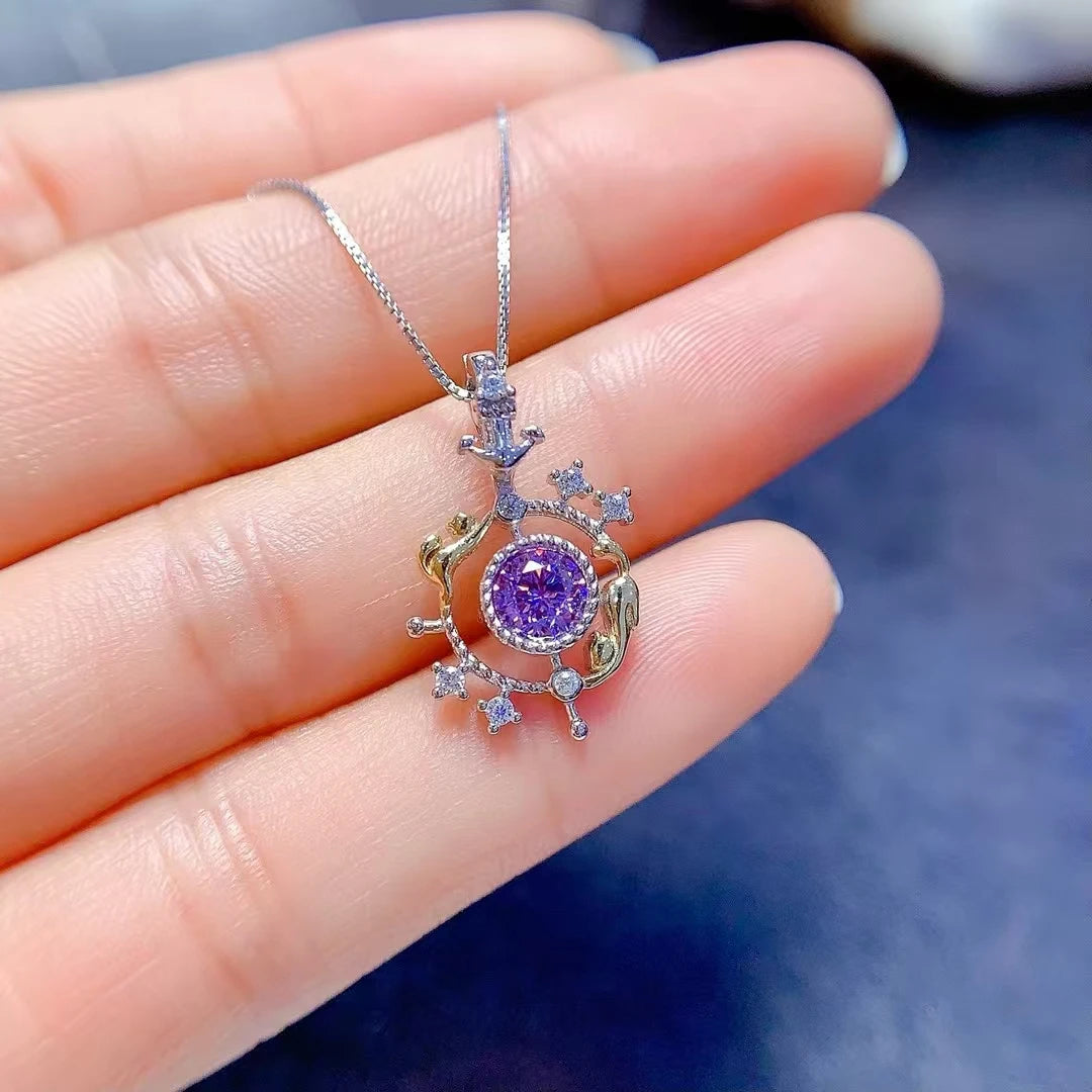 Multi-color Moissanite 925 Silver Pendant 5mm VVS Grade Moissanite Necklace Pendant 18K Gold Plated Gemstone Jewelry - Uknowucme