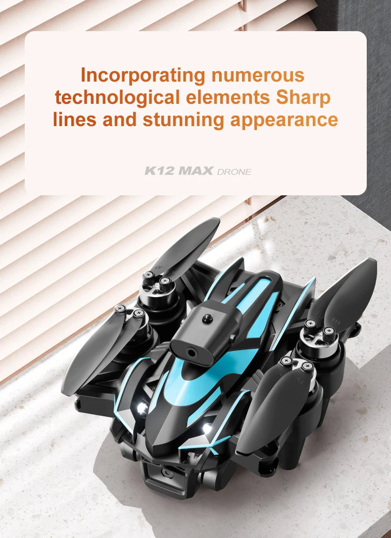 Drone New Upgrade with Screen Remote Control K12 MAX 8K HD Mini Dron Obstacle Avoidance Brushless Aerial UAV FPV Quadcopter Toys