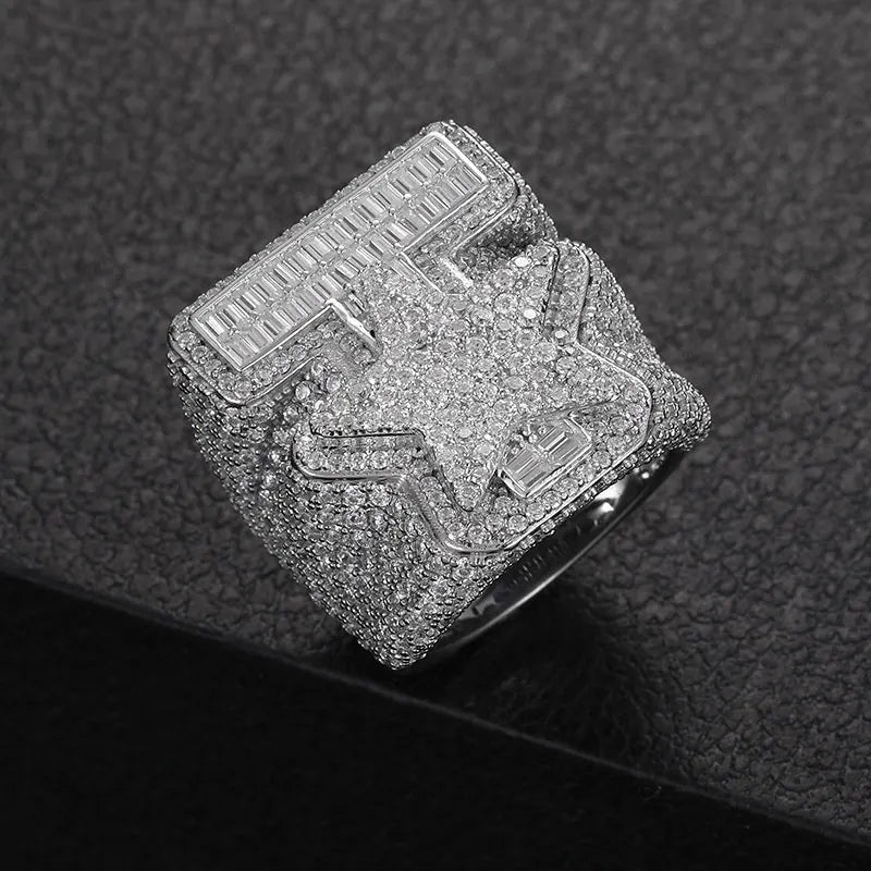 TUHE Unisex Custom letter Ring 925 Silver Skeleton Moissanite Iced Out Hip Hop Rings For Men Hip Hop Jewelry Gifts - Uknowucme