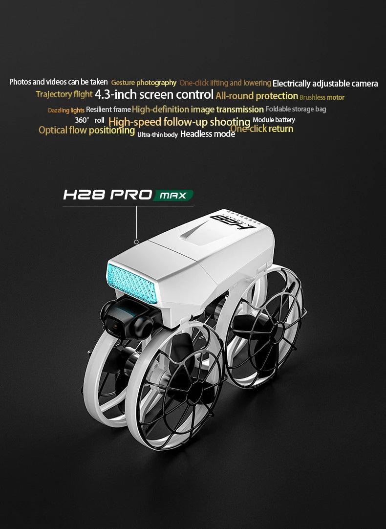 Drone H28 : gyroscope 6 axes pour un vol 360° stable, technologie 2,4 GHz, Automatic facial recognition photo-taking