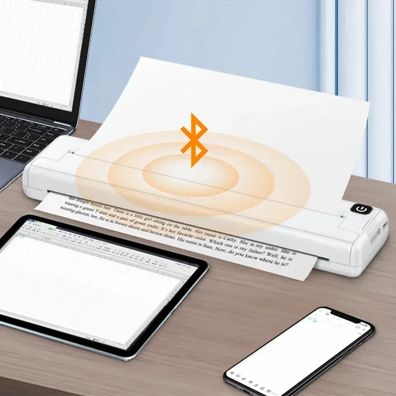 A4 Thermal Printer Mini Home Office Bluetooth Wireless Handheld Portable Inkless Small Thermal Printing /A4 Printer - Uknowucme