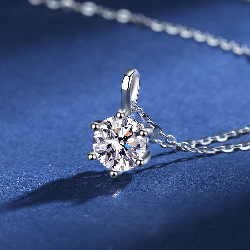 925 Sterling Silver Necklace Pendant 100% Real Moissanite For Women Fashion Clavicle Chain Necklaces Wedding Party Jewelry Gift - Uknowucme