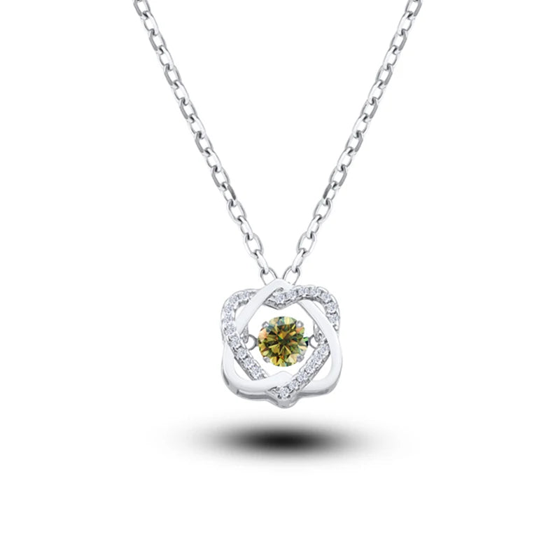 Moissanite Necklace For Women 100% Sterling S925 Silver With White Gold Plated Lab Diamond Jewelry Wedding Pendant with O-chain - Uknowucme