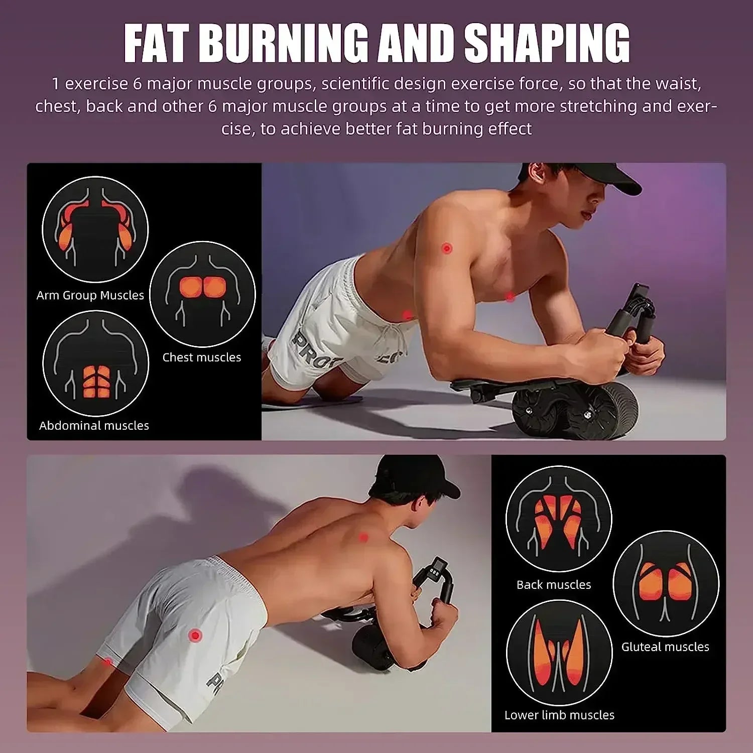 AB Roller Wheel Automatic Rebound Abdominal Muscle Training Push-up Abdominal Roll Elbow Flat Plate Home Fitness Exercise - Uknowucme