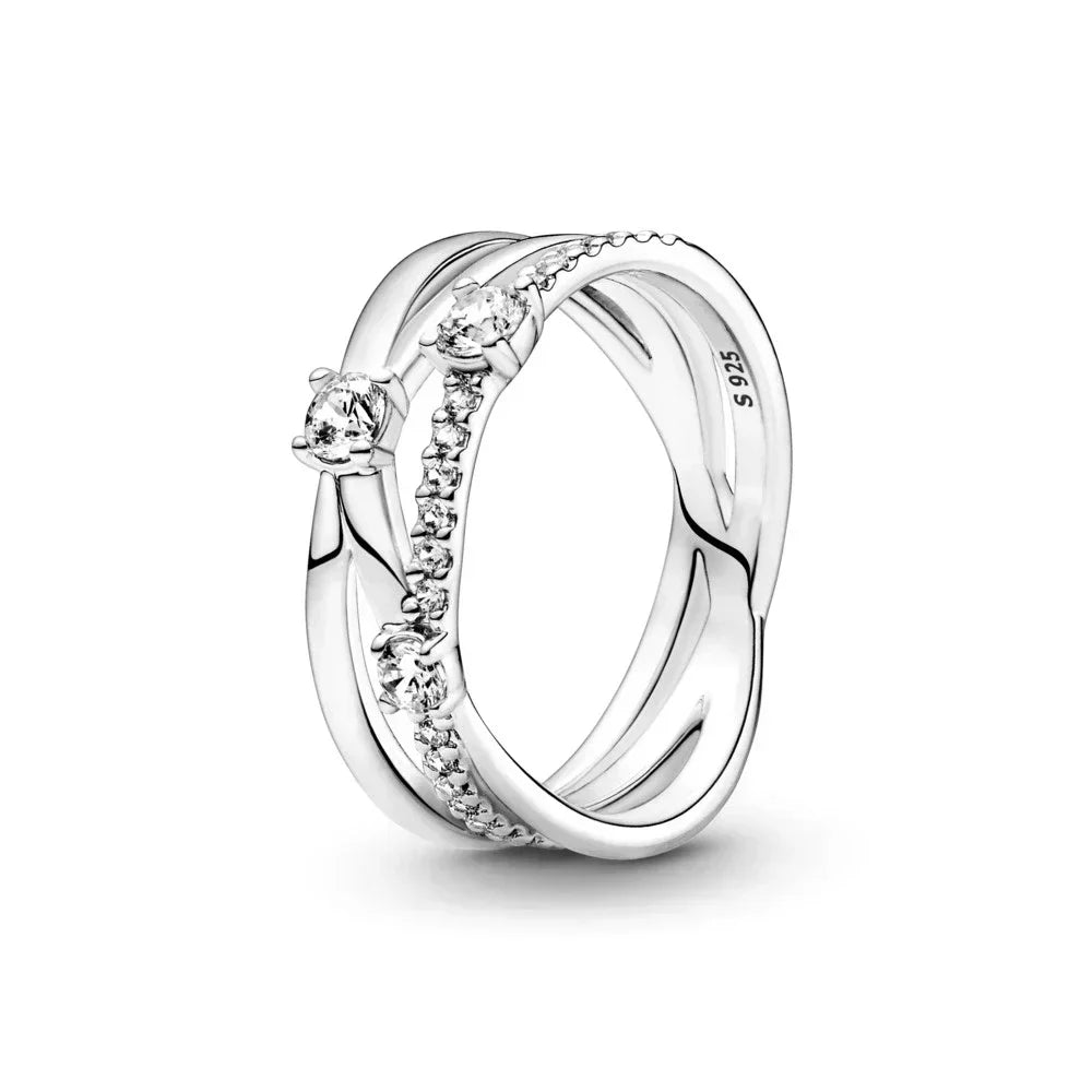 NEW 925 Sterling Silver pretty Mother’s Day Family Always Encircled Hoop Earrings Mum Pavé Heart Rings Fit Women Gifts - Uknowucme
