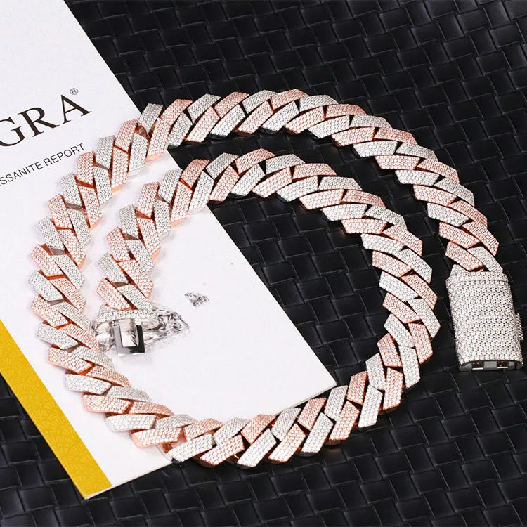 20mm 4rows Gold Plated 925 Sterling Silver Iced Out Moissanite Diamond Cuban Link Chain - Uknowucme