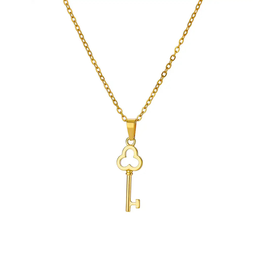 316L Stainless Steel Gold Color key Pendant For Women Non-fading Necklaces Accessories Top Quality Jewelry Gifts