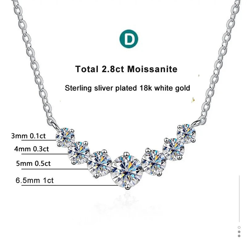 Moissanite Necklace for Woman Wedding Fine Jewely with Certificates 925 Sterling Sliver Plated 18k White Gold Necklace - Uknowucme