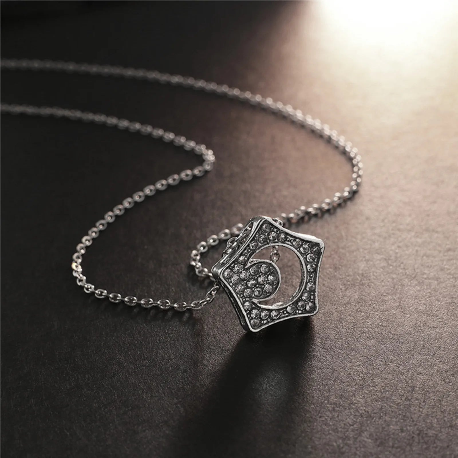Korean Fashion Star Moon Shaped Zircon Pendant Necklace For Women Chain Jewelry Necklace Fashion Birthday Girl Lover Gift - Uknowucme