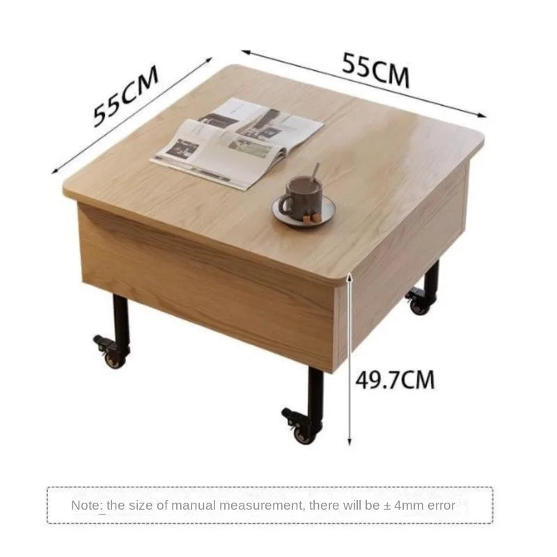 Realife Tea Table Simple And Adjustable Solid Wood Rock Board Small Table Japanese Cream Style Movable Living Room Side Table - Uknowucme