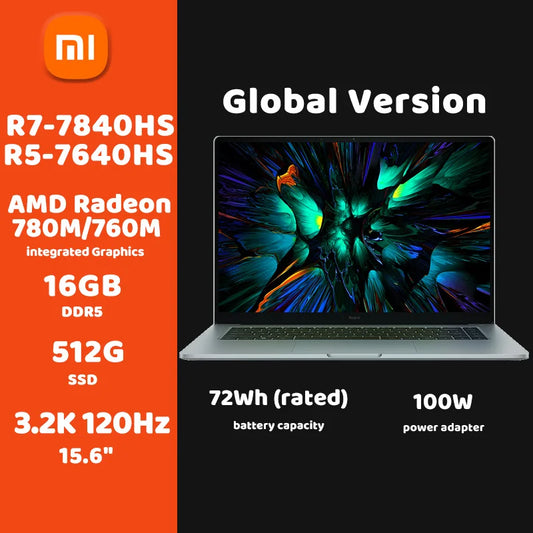 2023 Xiaomi Redmi Book Pro 15 Laptop Ryzen 7 7840HS/Ryzen 5 7640HS CPU AMD Radeon 780M/760M 3.2K 120Hz 16G+512G Notebook PC - Uknowucme