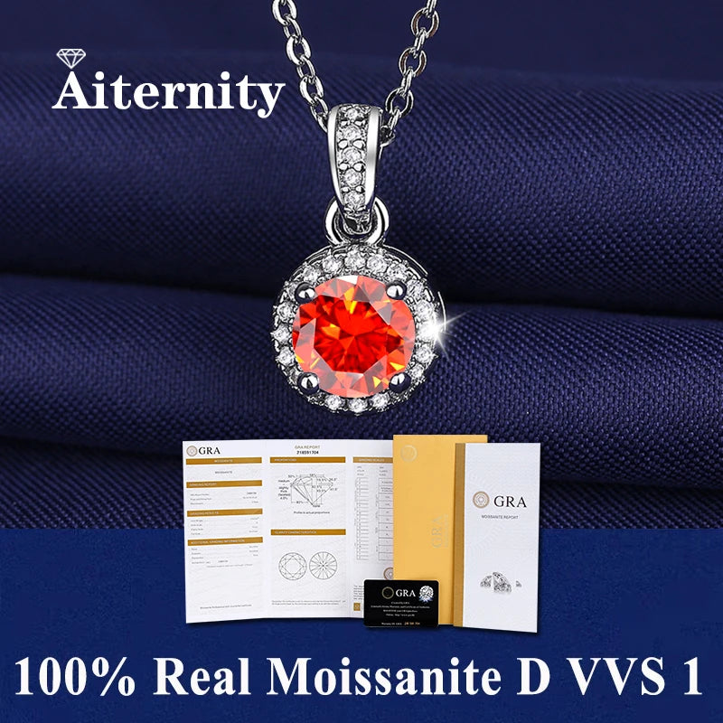 925 Sterling Silver Necklace Pendant 100% Real Moissanite For Women Fashion Clavicle Chain Necklaces Wedding Party Jewelry Gift - Uknowucme
