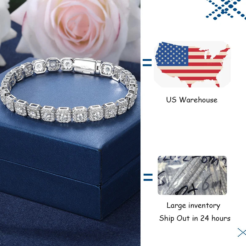 6mm Moissanite Tennis Bracelet Chain for Women Man GRA Diamond Original 925 Sterling Silver Link Bracelets Wedding Party Jewelry - Uknowucme