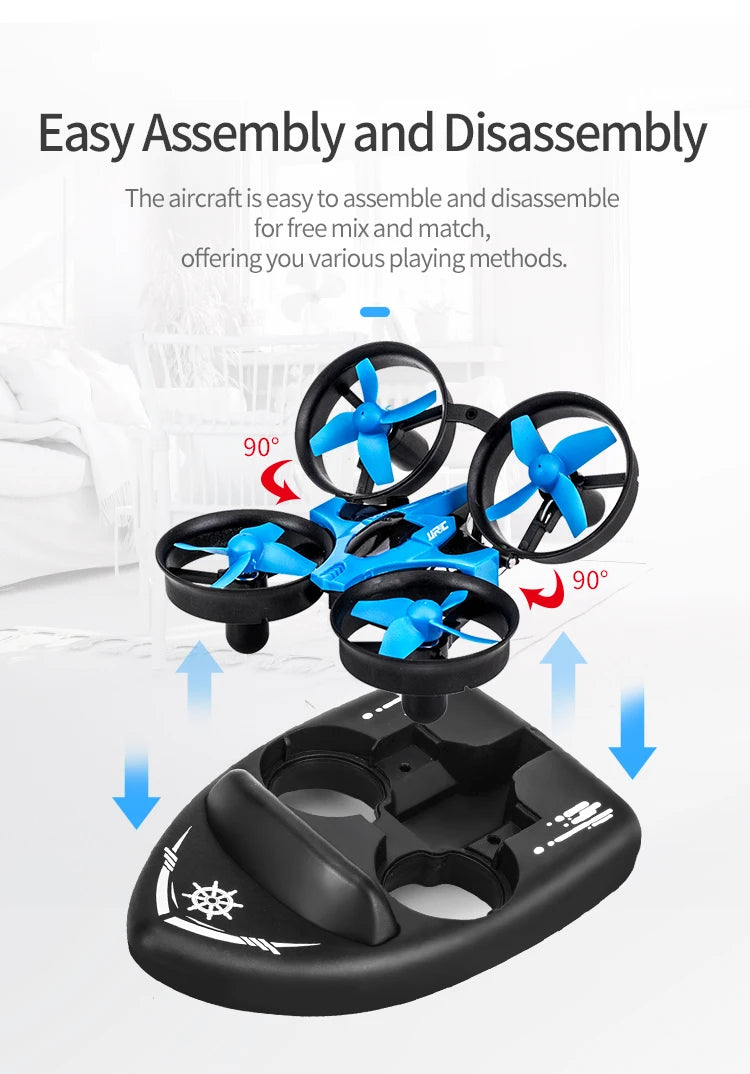 Sea, land, and air flight 3-in-1 JJRC H36F mini drone, unmanned mode, 360 ° roll 2.4G 6-axis quadcopter ship RC children's toy