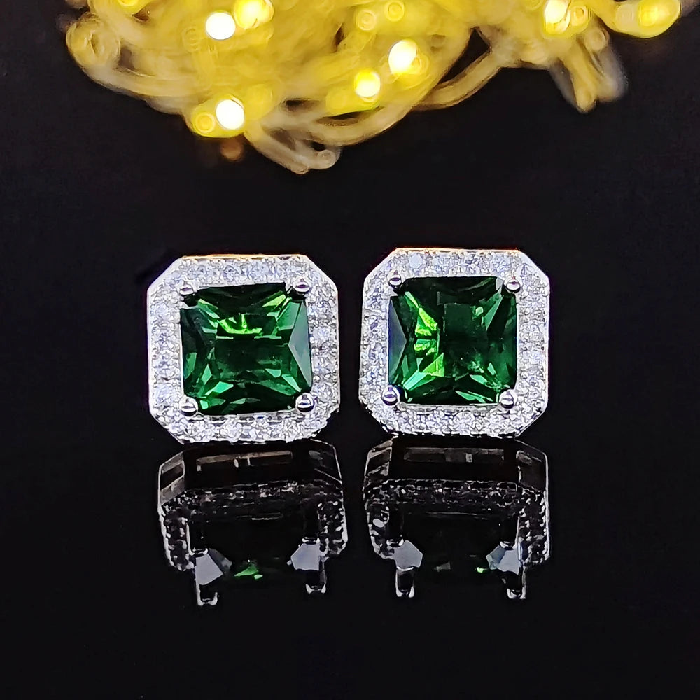 2024 New Luxury Princess Green Color Earring for Women Anniversary Gift Jewelry Wholesale Moonso E6049 - Uknowucme