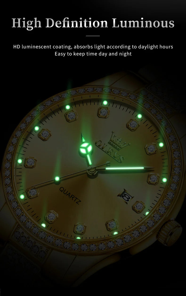 OLEVS Original Fashion Quartz Watch for Men Stainless Steel Waterproof Calendar Luminous High Quality Fashion Wrist Watch Men - Uknowucme