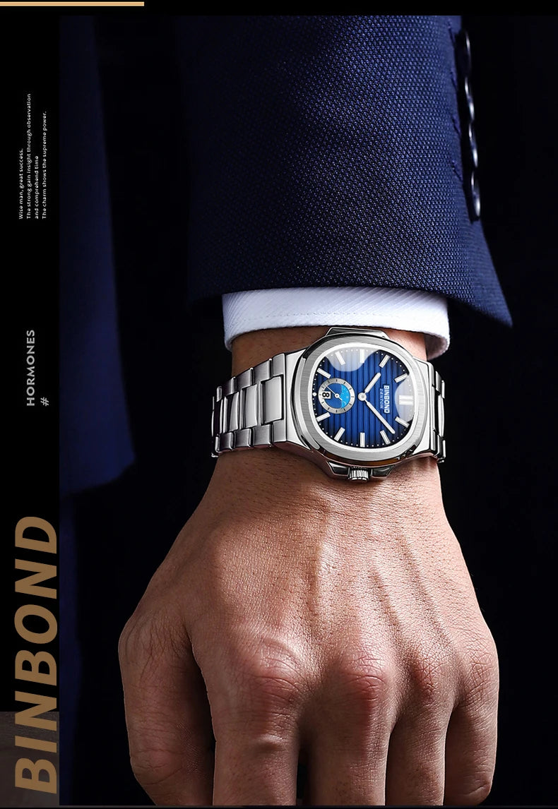 BINBOND Luxury Men Wristwatch Business Waterproof Luminous Date Man Watch Stainless Steel Men's Quartz Watches Relogio Masculino - Uknowucme
