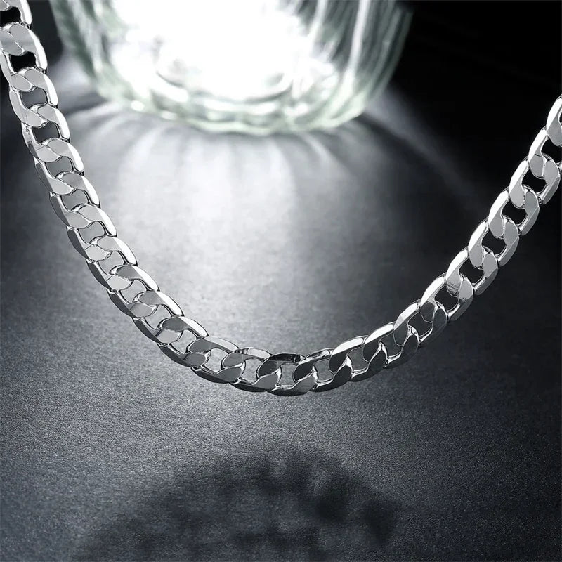 Special offer 18K gold Necklaces 925 Stamp Silver color Classic 8MM sideways chain for Men woman fine Jewelrys Wedding party - Uknowucme