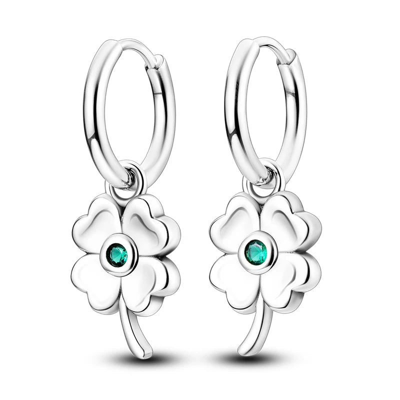 Original Clover 925 Sterling Green Zircon Silver Four Leaf Clover Earring Delicate Jewelry Women Earring Luxury Anniversary Gift - Uknowucme